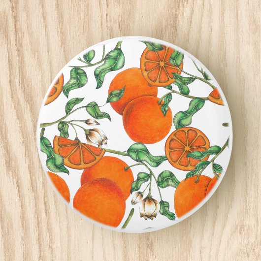 Leuke Oranje Citrus Fruit Waterverf Keramische Knop