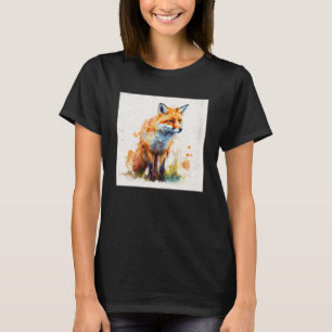 Leuke Oranje Fox Illustratie Waterverf Vrouwen Man T-shirt