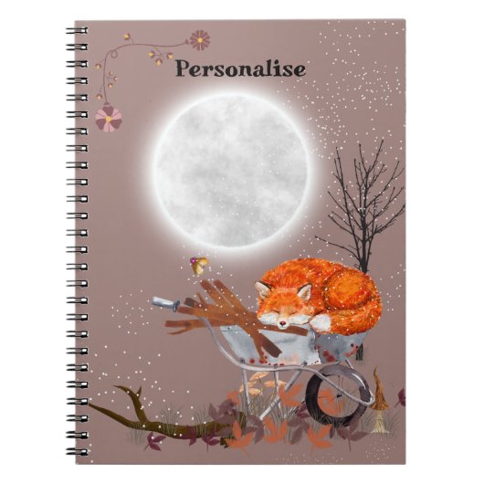 Leuke Oranje Fox Volle Maan Journal Notitieboek (Voorkant)