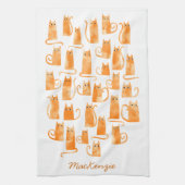 Leuke Oranje Ginger Cat gepersonaliseerd Theedoek (Verticaal)