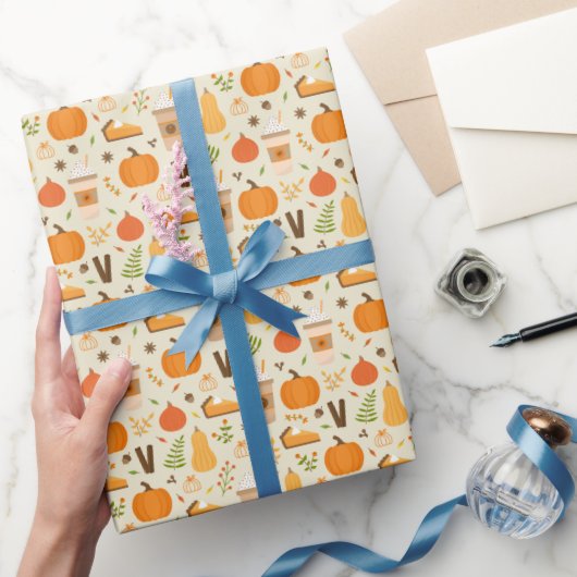 Leuke Oranje Herfst Patroon Cadeaupapier (Geschenken)