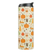 Leuke Oranje Herfst Patroon Thermosbeker (Gedraaid links)