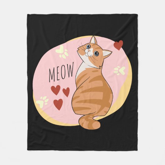 Leuke oranje kat fleece deken (Voorkant)