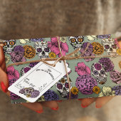 Leuke Oranje suikerschedel Feliz Dia de los Muerto Cadeaulabel