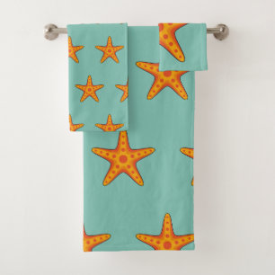 Leuke Oranje zeester Cartoon Bad Handdoek