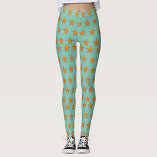 Leuke Oranje zeester Cartoon Leggings
