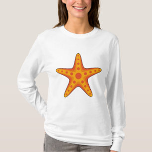 Leuke Oranje zeester Cartoon T-shirt