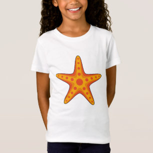 Leuke Oranje zeester Cartoon T-shirt
