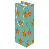 Leuke Oranje zeester Cartoon Wijn Cadeautas (Achterkant Gekanteld)