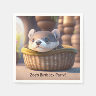 Leuke otter baby in een mand - aangepaste kinderen servet