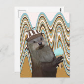 Leuke otter met ijs op wervelachtergrond briefkaart (Voorkant / Achterkant)
