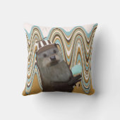 Leuke otter met ijs op wervelachtergrond kussen (Achterkant)