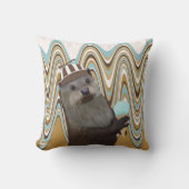 Leuke otter met ijs op wervelachtergrond kussen (Voorkant)