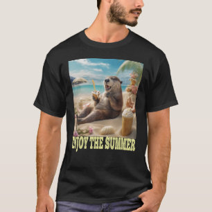 Leuke otter zomer thema feest ijs strand otte t-shirt
