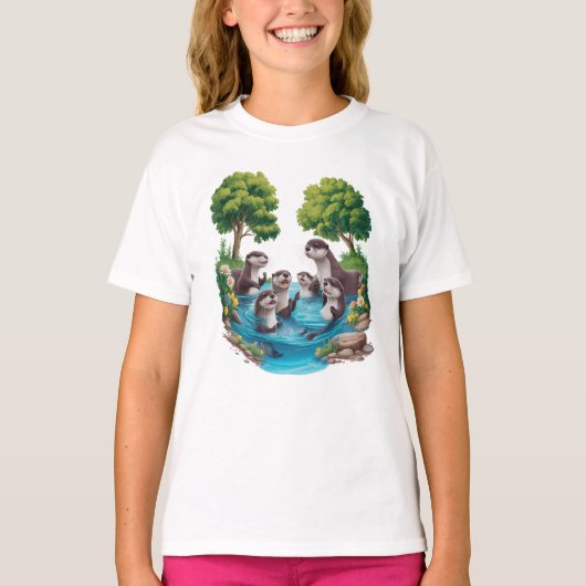 Leuke otters met plezier t-shirt (Voorkant)