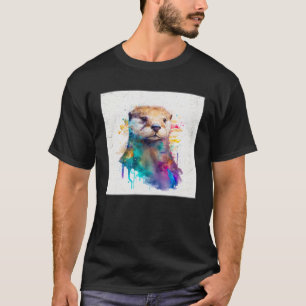 Leuke otterverf splatter illustratie Kleurrijke WA T-shirt