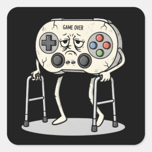 Leuke Oude Gamer Gamen Retro Jaren 80 90 Videospel Vierkante Sticker