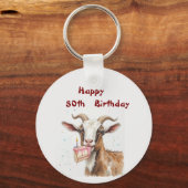 Leuke oude geit over de heuvel aangepaste leeftijd sleutelhanger (Voorkant)