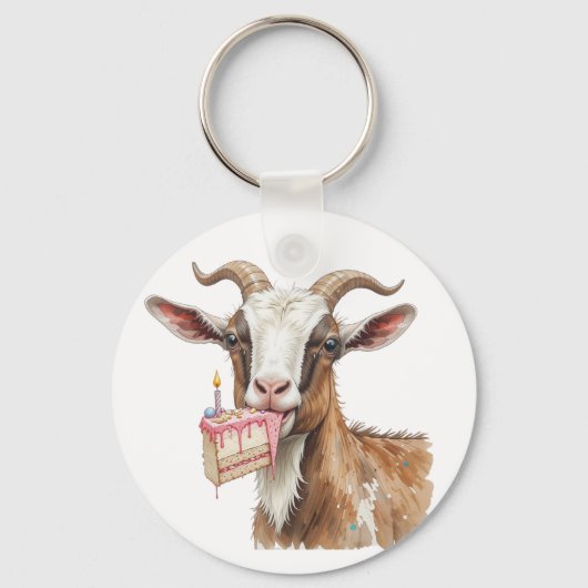 Leuke oude geit over de heuvel aangepaste leeftijd sleutelhanger (Achterkant)
