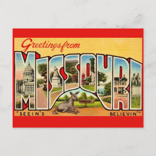 Leuke oude Missouri-groetprentbriefkaart Briefkaart