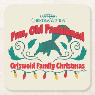 Leuke, ouderwetse Griswold familie kerst Vierkante Kartonnen Onderzetter
