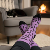 Leuke paarse en zwarte kattenprint sokken