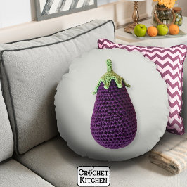 Leuke Paarse Moderne Minimal Crochet Aubergine Rond Kussen