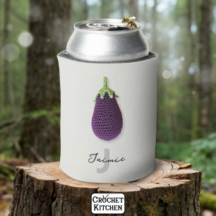 Leuke Paarse Moderne Minimal Haak Aubergine Naam Blikjeskoeler