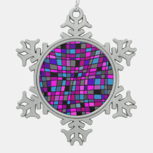 Leuke paarse mozaïektegels tin sneeuwvlok ornament