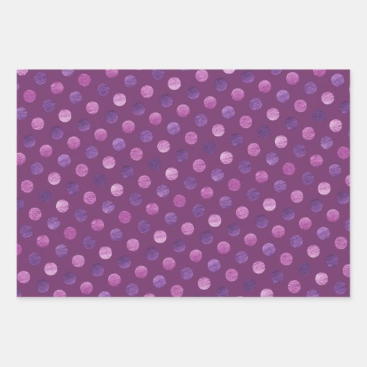 Leuke paarse polka stippen Modern en elegante Kers Inpakpapier Vel (Voorkant 3)