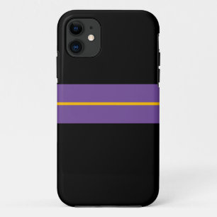 Leuke Paarse Racing Stripes Zwarte Achtergrond iPhone 11 Hoesje
