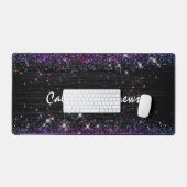 Leuke paarse zwarte faux glitter bureaumat (Keyboard & Muis)
