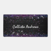 Leuke paarse zwarte faux glitter bureaumat (Voorkant)