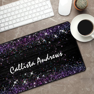 Leuke paarse zwarte faux glitter bureaumat