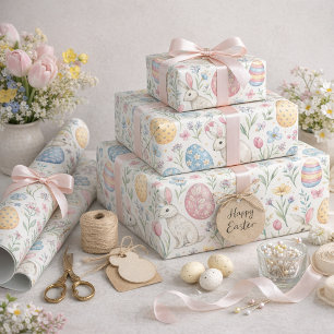 Leuke Paaseieren- en Lente Konijn Illustratie Cadeaupapier