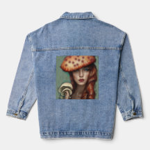 leuke paddenstoel dames blauwe denim jas kleding  
