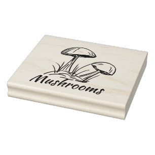 Leuke paddenstoelen, originele inkttekening met sc 	rubberstempel