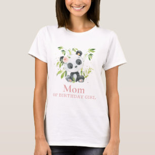 Leuke Panda Beer Roze Bloemen Moeder van Verjaarda T-shirt