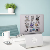 Leuke Panda Bobble Tea Kinder Sticker (Laptop op bureau)