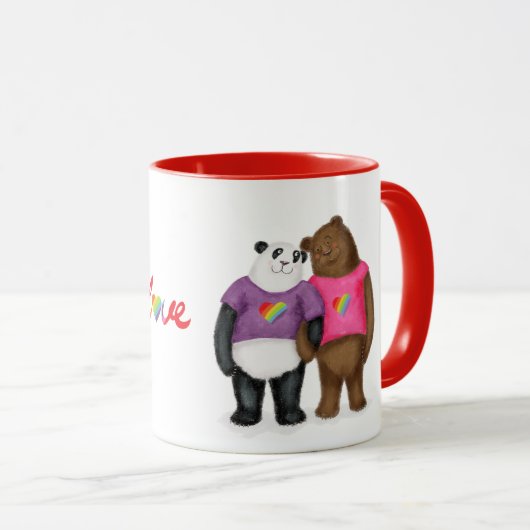 Leuke panda & bruin beer 'liefde is liefde' mok (Voorkant rechts)