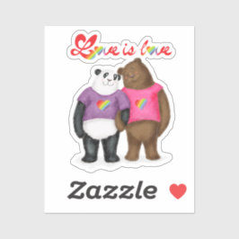 Leuke panda & bruin beer liefde is liefde vinyl st sticker