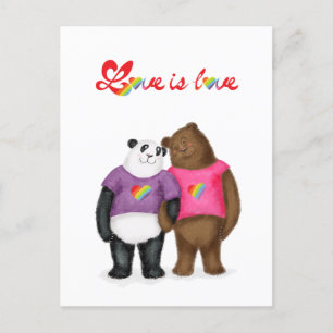 Leuke panda en bruin beer 'liefde is liefde' brief briefkaart
