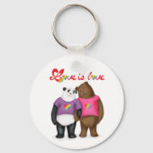 Leuke panda en bruin beer 'love is love' sleutelha sleutelhanger (Voorkant)