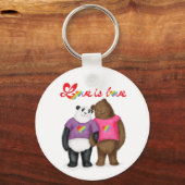 Leuke panda en bruin beer 'love is love' sleutelha sleutelhanger (Voorkant)