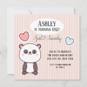 Leuke Panda Kawaii 1e Verjaardag Kaart (Voorkant)