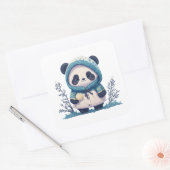 Leuke Panda Lovers Gift Vierkante Sticker (Envelop)