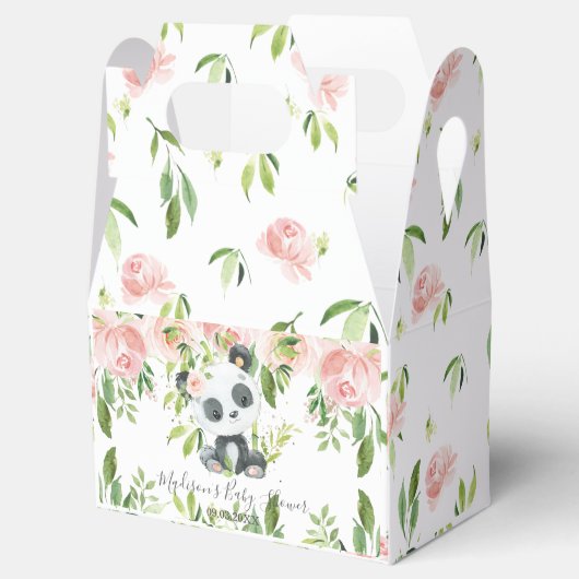 Leuke Panda Pink Bloemen Bamboe Baby shower Verjaa Bedankdoosjes (Geopend)