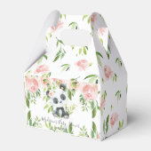 Leuke Panda Pink Bloemen Bamboe Baby shower Verjaa Bedankdoosjes (Voorkant Zijde)