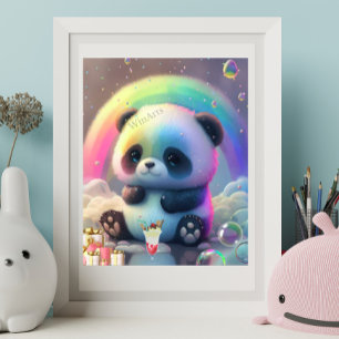 Leuke Panda Regenboog Kleurrijke Moderne Kinderkam Poster