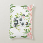 Leuke Panda Roze Bloemen Groen Bamboe Accent Kussen (Achterkant (Verticaal))